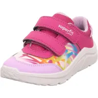 Superfit Sneaker "KICKS WMS: weit", Kinder, Gr. 26, Textil, pink (pink bunt), Lederimitat, Polyester, mehrfarbig, Schuhe Sneaker, Klettschuh, farbiges Muster, WMS: W V, Größenschablone zum Download