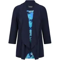Goldner Langarmshirt "Viskoseshirt in Twinset-Optik", Damen, Gr. 38, blau (marine, gemustert), Obermaterial: 95% Viskose CV. 5% Elasthan EL., gerade, Shirts Langarmshirt, Ton in Ton Hotfixe am Druck