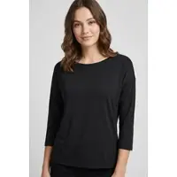 ONLY 3/4-Arm-Shirt "ONLHANNAH 3/4 TOP JRS", Damen, Gr. M, schwarz, Jersey, Obermaterial: 67% Viskose, 33% Polyester, unifarben, regular fit, Rundhals, Shirts 3/4-Arm-Shirt