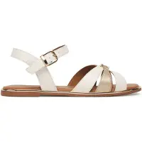 Tommy Hilfiger Riemchensandale , Damen, Gr. 37, weiß (weiß, metallic), Synthetik, metallic, festlich, Schuhe Riemchensandale, Sandalette, Festtagsschuh, Sommerschuh mit Schnallenverschluss