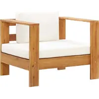 Syfax Gartenstuhl mit Auflagen Creme Akazie Massivholz