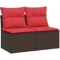 Syfax 2-tlg. Garten-Sofagarnitur mit Kissen Braun Poly Rattan Akazie