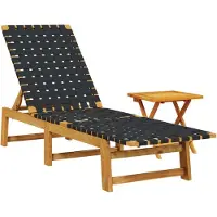 Syfax Sonnenliege mit Tisch Schwarz Massivholz Akazie und Stoff