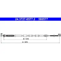 Ate Seilzug, Feststellbremse 24372705772 für FIAT