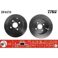 TRW Bremsscheibe LUC DF4379 hinten, voll, 1 Stück
