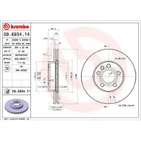Brembo Bremsscheibe 09693411 288mm 25mm für FORD VW