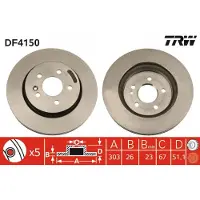 TRW Bremsscheibe DF4150 vorne, belüftet, 1 Stück