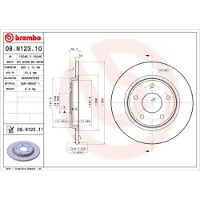 Brembo Bremsscheibe 08.N123.11, hinten, voll, 1 Stück