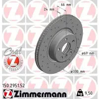 ZIMMERMANN Bremsscheibe 150295152 Vorderachse Gelocht 330mm 24mm für BMW (BRILLIANCE)