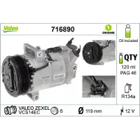 Valeo Klimakompressor 12 V R 134a Ø 119 mm passend für NISSAN TIIDA