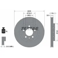 Textar Bremsscheibe 92098603 256mm 22mm für VW