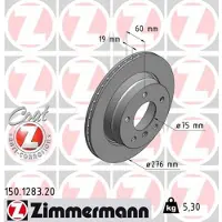 ZIMMERMANN Bremsscheibe 150128320 Hinterachse außenbelüftet 276mm 19mm für BMW (BRILLIANCE)