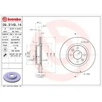 Brembo Bremsscheibe 09314914 259mm 20mm für RENAULT