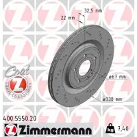 ZIMMERMANN Bremsscheibe 400555020 Hinterachse Gelocht 330mm 22mm für MERCEDES-BENZ