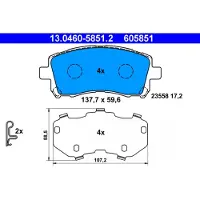 Ate Bremsbelagsatz, Scheibenbremse 13046058512 für SUBARU