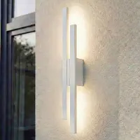 LINDBY LED-Außenwandleuchte Sakari, weiß, Alu, Höhe 59 cm