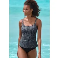 Elbsand Tankini-Top "Letra", Damen, Gr. 44, Cup C/D, schwarz, Recycling-Polyamid, bedruckt, Bikini-Oberteile Tankini-Top, mit tollem Wording