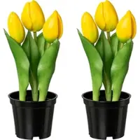Creativ Green Kunstblume "Tulpe", gelb, H:20,5cm, Kunststoff, Kunstpflanzen, Kunstblume, mit real-touch-Blüten