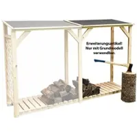 Promadino Kaminholzregal-Erweiterung "Speyer", beige (natur), B:119,5cm H:148cm T:68cm, Holzwerkstoff, Kaminholzlager, Kaminholzregal-Erweiterung