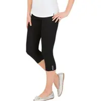 Trigema Leggings "Leggings 7/8 mit Kristallsteinen", Damen, Gr. S, US-Größen, schwarz, Feinripp, 95% Baumwolle, 5% Elastan, Basic, Hosen Leggings