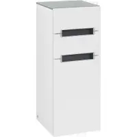 Villeroy & Boch Subway 2.0 Seitenschrank, eine Tür Anschlag rechts, 2 Schubladen, Glass Silver Grey, A7131RDH, Farbe: Glossy White, Griff: chrom glänzend