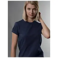 Trigema T-Shirt "Slim Fit T-Shirt aus DELUXE Baumwolle", Damen, Gr. S, blau (navy), Single Jersey, 100% Baumwolle, Basic, normal, Rundhals, Shirts T-Shirt