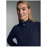 Trigema Sweatjacke "Jacke mit funkelnden Strass-Steinen", Damen, Gr. S, blau (navy), Sweatware, 55% Polyester, 45% Baumwolle, normal, ohne Ausschnitt, Sweatjacken Sweatjacke