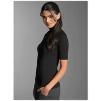 Trigema T-Shirt "T-Shirt mit elastischem Stehkragen", Damen, Gr. S, schwarz, Single Jersey, 94% Viskose, 6% Elastan, normal, ohne Ausschnitt, Shirts T-Shirt