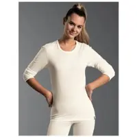 Trigema Longsleeve "Sportshirt aus Merinowolle", Damen, Gr. 3XL, beige (natur), Stoff, 80% Wolle (Merinowolle), 20% Polyamid, normal, Rundhals, Shirts Longsleeve