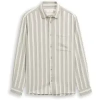 Tom Tailor Langarmhemd , Herren, Gr. M, N-Gr, beige (gree weiß big stripe), Web, Obermaterial: 100% Baumwolle, gestreift, regular fit normal, Manschette, Hemden Langarmhemd, mit Brust Tasche