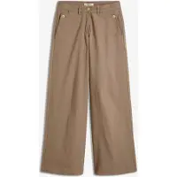 Bonprix Webhose , Damen, Gr. 50, N-Gr, beige (helloliv), Obermaterial: 97% Baumwolle, 3% Elasthan, loose fit, Hosen Webhose, Wide Leg Schnitt, Loose Fit Passform, mit Schmückknöpfen