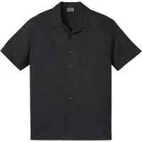 Bonprix Kurzarmhemd , Herren, Gr. 45/46 (XXL), N-Gr, schwarz, Obermaterial: 55% Leinen, 45% Baumwolle, loose fit, Hemden Kurzarmhemd, Lockerer Loose Fit, Reverskragen, aus Leinen-Mix, Kurzarm-Design
