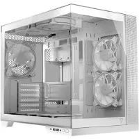 Modecom VOLCANO PANORAMA NF PC-Gehäuse, Weiß, Midi Tower, Panorama Glasfenster, ARGB Lüfter, Mesh-Front, passend für ATX Mainboards