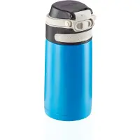 Leifheit Isolierbecher Flip, 350 ml, Praktischer Thermobehälter für Unterwegs, Farbe: wasserblau