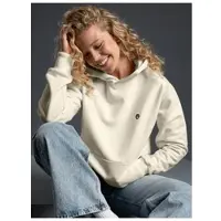 Trigema Sweatshirt "Hoodie mit Affe Charly-Stickmotiv", Damen, Gr. XL, natur, Sweatware, 70% Baumwolle, 30% Polyester, Basic, ohne Ausschnitt, Sweatshirts Sweatshirt