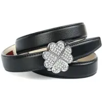 Anthoni Crown Ledergürtel , Damen, Gr. 75, schwarz, Leder, unifarben, festlich, Gürtel Ledergürtel, mit filigraner Schließe in Kleeblattopik