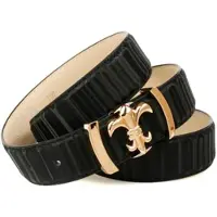 Anthoni Crown Ledergürtel , Damen, Gr. 105, schwarz, Rindsleder, gestreift, unifarben, festlich, Gürtel Ledergürtel, mit filigraner goldfarbener Koppel-Schließe