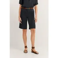 Bugatti Shorts , Damen, Gr. 48, Normalgrößen, schwarz (290, schwarz), 100% Leinen, unifarben, normal, Hosen Shorts, aus Leinen