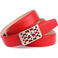 Anthoni Crown Ledergürtel , Damen, Gr. 90, rot, Leder, unifarben, Gürtel Ledergürtel, Schließe mit Lilien-Motiv