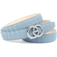 Anthoni Crown Ledergürtel , Damen, Gr. 80, blau (hellblau), Leder, Gürtel Ledergürtel, Stufenloser samtig fühlender Ledergürtel