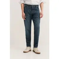 Bugatti 5-Pocket-Jeans "Tapered Fit", Herren, Gr. 33, Länge 32, blau (383, marine), 91% Baumwolle, 7% Polyester, 2% Elasthan, Jeans 5-Pocket-Jeans, aus Stretch Handcrafted Denim