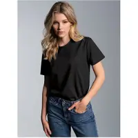 Trigema T-Shirt "Slim Fit T-Shirt aus DELUXE Baumwolle", Damen, Gr. L, schwarz, Single Jersey, 100% Baumwolle, Basic, normal, Rundhals, Shirts T-Shirt