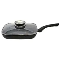 Elo Pure Belugo Grillpfanne mit Deckel, Energiesparende Gusseisenpfanne mit Deckel, Maße: 28 x 28 cm