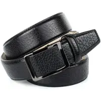 Anthoni Crown Ledergürtel , Herren, Gr. 85, schwarz, Leder, genarbt, unifarben, festlich, Gürtel Ledergürtel, mit schwarzer glänzender Gürtelschließe