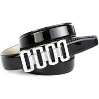 Anthoni Crown Ledergürtel , Damen, Gr. 85, schwarz, Leder, unifarben, Gürtel Ledergürtel, Schmaler Lackledergürtel mit Unterführung