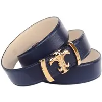 Anthoni Crown Ledergürtel , Damen, Gr. 90, blau, Leder, unifarben, Gürtel Ledergürtel, Lackledergürtel in dunkelblau mit Lilienschließe
