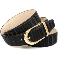 Anthoni Crown Ledergürtel , Damen, Gr. 95, schwarz, Leder, gestreift, unifarben, festlich, Gürtel Ledergürtel, mit glänzender ovaler Schließe