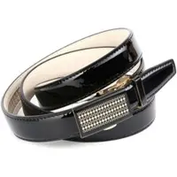 Anthoni Crown Ledergürtel , Damen, Gr. 90, schwarz, Leder, unifarben, Gürtel Ledergürtel, Schmaler Business-Lackledergürtel, Glasschließe