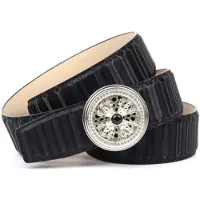 Anthoni Crown Ledergürtel , Damen, Gr. 95, schwarz, Leder, unifarben, Basic, Gürtel Ledergürtel, mit silberfarbener Koppel-Schließe und drehendem Kronen-Kreuz