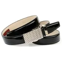 Anthoni Crown Ledergürtel , Damen, Gr. 105, schwarz, Leder, unifarben, Gürtel Ledergürtel, Schmaler Lackledergürtel, Metallschlaufe